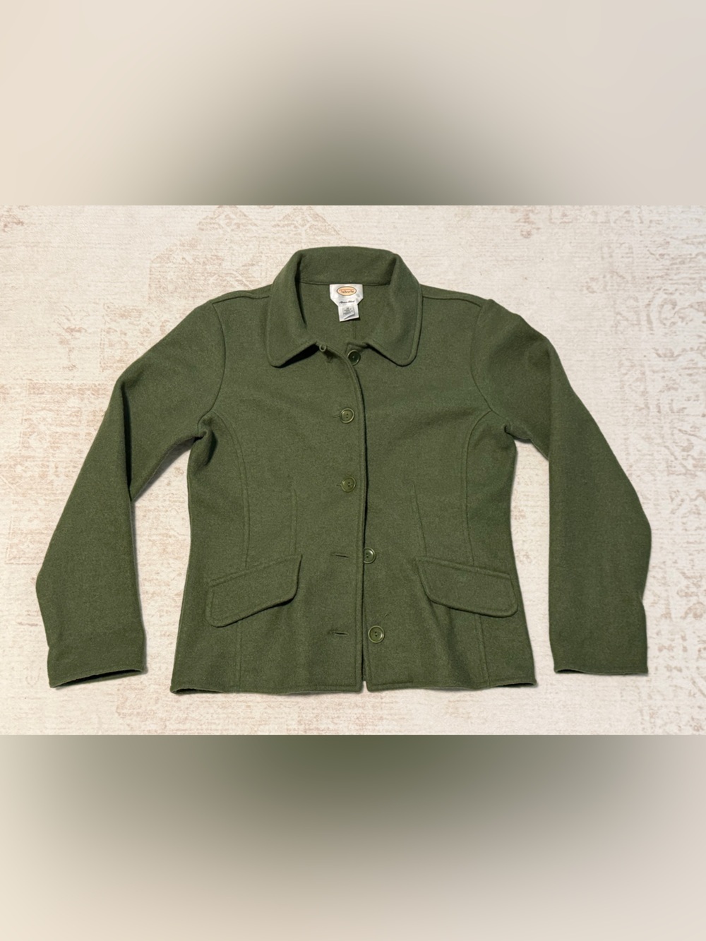Talbots Olive Green Button-Front Wool Jacket
